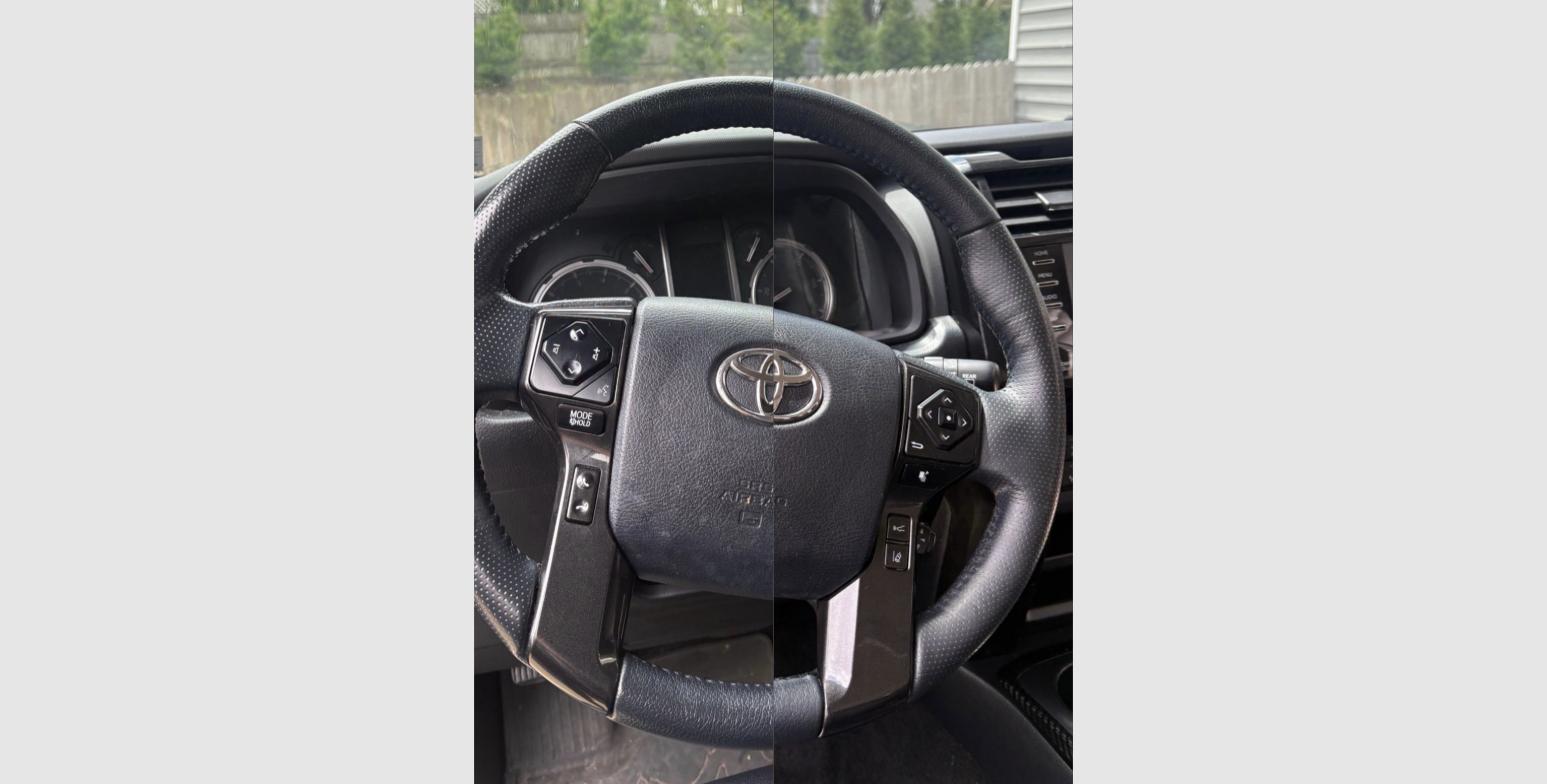 Boone Mobile Detailing fleet vehicle steering wheel before and after restoration in Midlothian VA